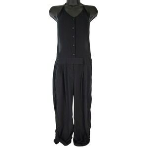 NWT BCBGGeneration Black Button-Up Backless One-Piece Jumpsuit Size 2 Vintage